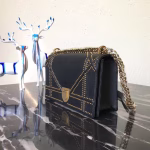 Dior Diorama Bag In Black Studded Lambskin - Image 6