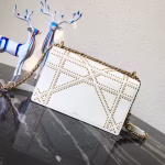 Dior Diorama Bag In White Studded Lambskin - Image 4