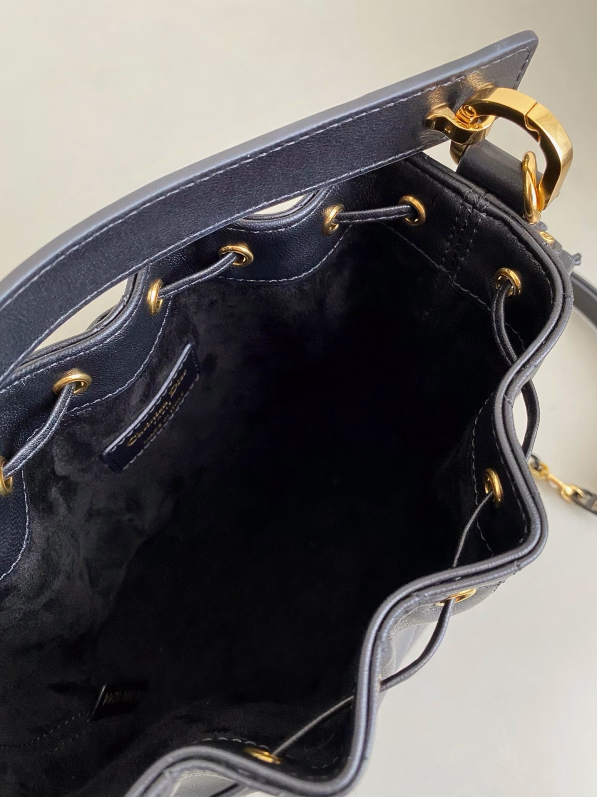 Dior Small Jolie Bucket Bag in Black Macrocannage Lambskin - Image 10