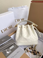 Dior Small Jolie Bucket Bag in White Macrocannage Lambskin - Image 3