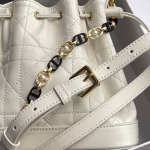 Dior Small Jolie Bucket Bag in White Macrocannage Lambskin - Image 4
