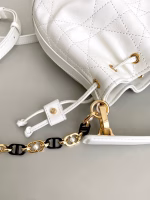 Dior Small Jolie Bucket Bag in White Macrocannage Lambskin - Image 5