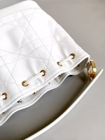 Dior Small Jolie Bucket Bag in White Macrocannage Lambskin - Image 12