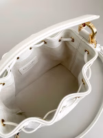 Dior Small Jolie Bucket Bag in White Macrocannage Lambskin - Image 8