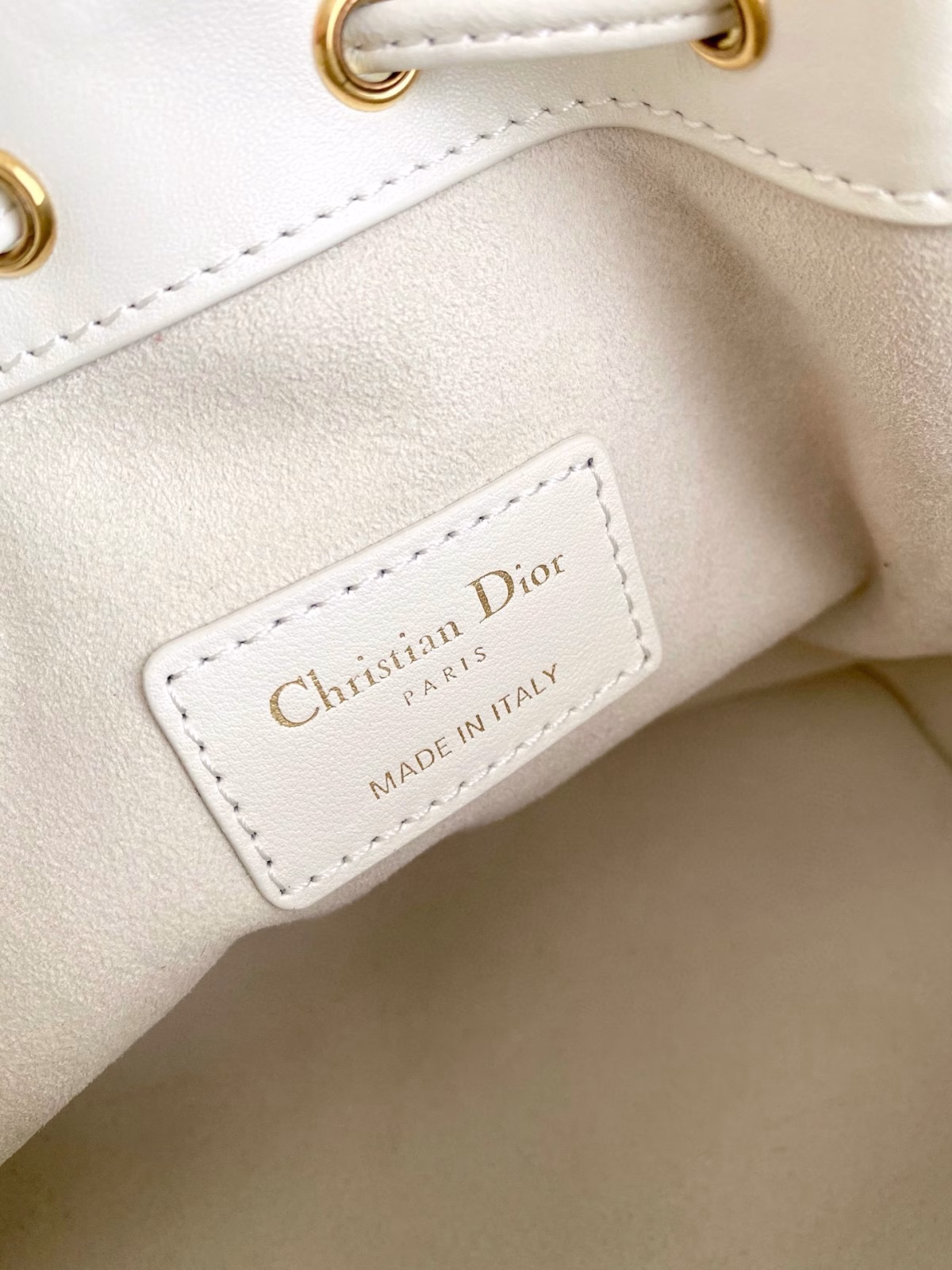 Dior Small Jolie Bucket Bag in White Macrocannage Lambskin - Image 9