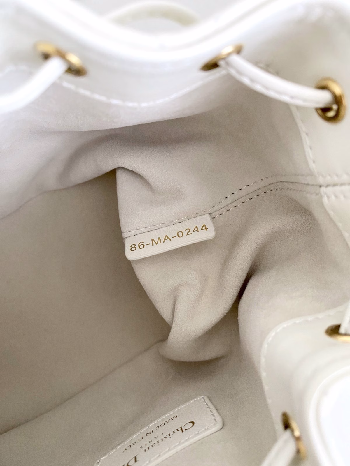 Dior Small Jolie Bucket Bag in White Macrocannage Lambskin - Image 11