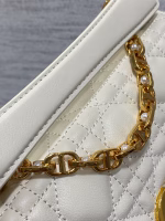 Dior Mini Jolie Top Handle Bag in White Cannage Calfskin - Image 3