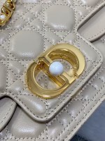 Dior Small Jolie Top Handle Bag in Beige Cannage Calfskin - Image 8