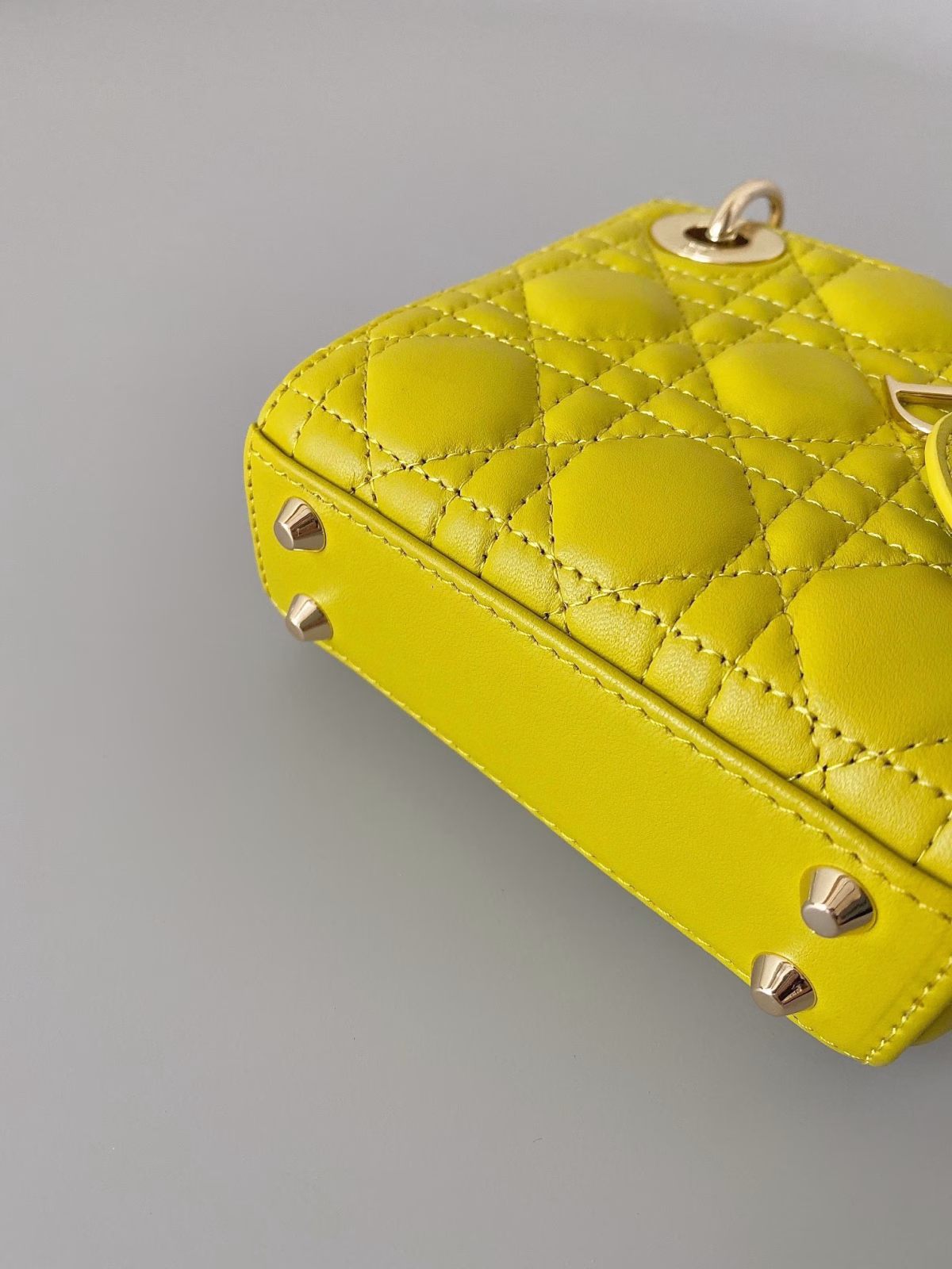 Dior Lady Dior Micro Bag In Yellow Cannage Lambskin - Image 9