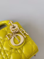 Dior Lady Dior Micro Bag In Yellow Cannage Lambskin - Image 3