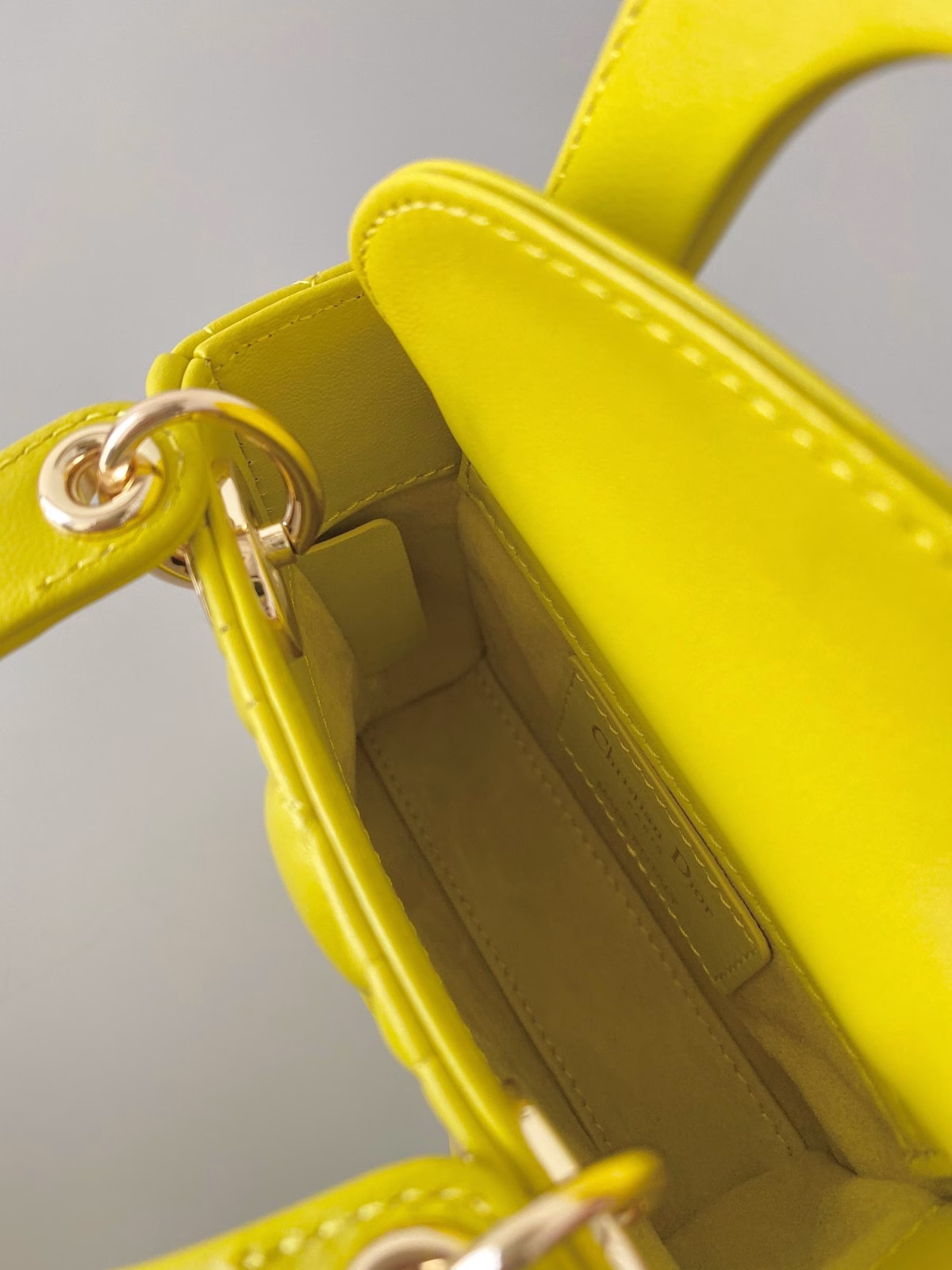 Dior Lady Dior Micro Bag In Yellow Cannage Lambskin - Image 4