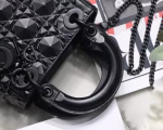 Dior Lady Dior Mini Bag In Black Calfskin with Diamond Motif - Image 4