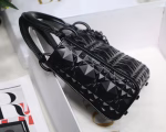 Dior Lady Dior Mini Bag In Black Calfskin with Diamond Motif - Image 10