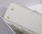 Dior Lady Dior Mini Bag In White Calfskin with Diamond Motif - Image 10
