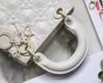 Dior Lady Dior Mini Bag In White Calfskin with Diamond Motif - Image 2