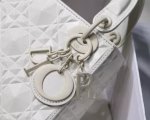 Dior Lady Dior Mini Bag In White Calfskin with Diamond Motif - Image 6
