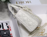 Dior Lady Dior Mini Bag In White Calfskin with Diamond Motif - Image 13
