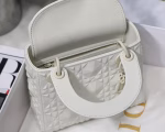 Dior Lady Dior Mini Bag In White Calfskin with Diamond Motif - Image 14