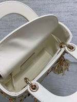 Dior Lady Dior Mini Bag in White Calfskin with Multicolor Small Flowers - Image 7