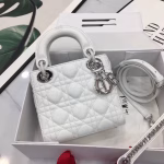 Dior Mini Lady Dior Bag In White Lambskin - Image 8