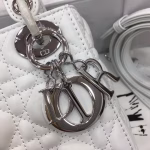 Dior Mini Lady Dior Bag In White Lambskin - Image 5
