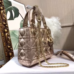 Dior Mini Lady Dior Bag In Gold Metallic Calfskin - Image 6