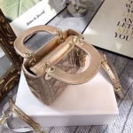 Dior Mini Lady Dior Bag In Gold Metallic Calfskin - Image 7