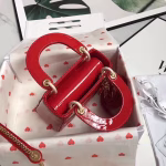 Dior Mini Lady Dior Bag In Cherry Patent Calfskin - Image 5