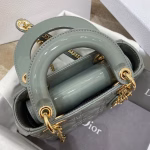 Dior Mini Lady Dior Bag In Grey Patent Calfskin - Image 6
