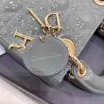 Dior Mini Lady Dior Bag In Grey Patent Calfskin - Image 2