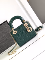 Dior Lady Dior Mini Chain Bag with Chain in Green Patent Calfskin - Image 4