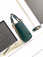 Dior Lady Dior Mini Chain Bag with Chain in Green Patent Calfskin - Image 7