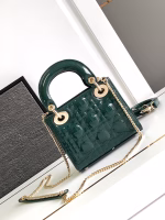 Dior Lady Dior Mini Chain Bag with Chain in Green Patent Calfskin - Image 9