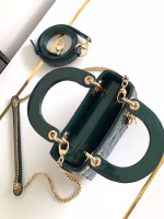 Dior Lady Dior Mini Chain Bag with Chain in Green Patent Calfskin - Image 10