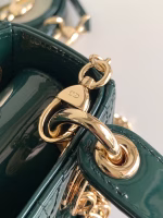 Dior Lady Dior Mini Chain Bag with Chain in Green Patent Calfskin - Image 8