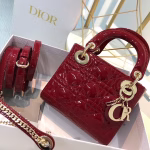 Dior Mini Lady Dior Bag In Red Patent Calfskin - Image 4