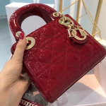 Dior Mini Lady Dior Bag In Red Patent Calfskin - Image 8