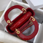 Dior Red Patent Mini Lady Dior Bag With Chain - Image 7