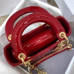 Dior Red Patent Mini Lady Dior Bag With Chain - Image 2