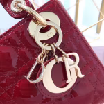 Dior Mini Lady Dior Bag In Red Patent Calfskin - Image 2