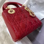 Dior Red Patent Mini Lady Dior Bag With Chain - Image 9