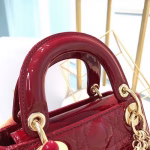 Dior Mini Lady Dior Bag In Red Patent Calfskin - Image 6