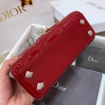 Dior Red Patent Mini Lady Dior Bag With Chain - Image 6
