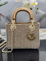 Dior Lady Dior Mini Chain Bag in Square with Strass and Beads - Image 6