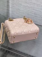 Dior Lady Dior Mini Bag with Chain in Pink Lambskin with Resin Charms - Image 5