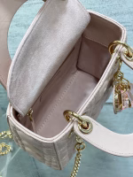Dior Lady Dior Mini Bag with Chain in Pink Lambskin with Resin Charms - Image 3