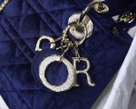 Dior Mini Lady Dior Chain Bag In Blue Velvet - Image 7