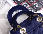 Dior Mini Lady Dior Chain Bag In Blue Velvet - Image 5