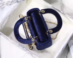 Dior Mini Lady Dior Chain Bag In Blue Velvet - Image 8