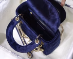 Dior Mini Lady Dior Chain Bag In Blue Velvet - Image 3